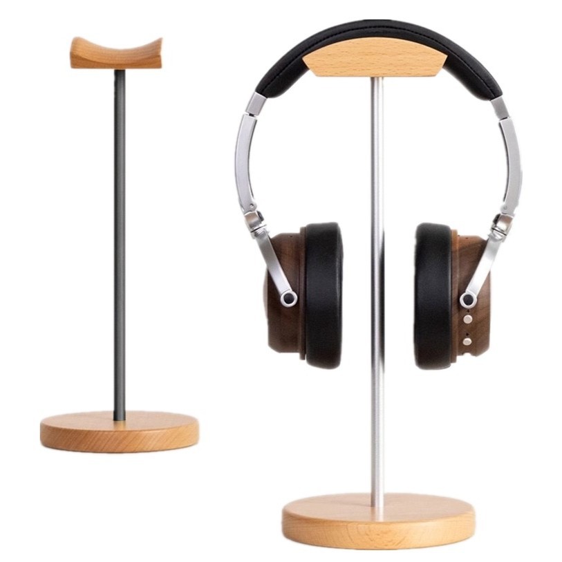 Gaming Accessories Setup - Black Walnut Wood & Aluminum Headphone