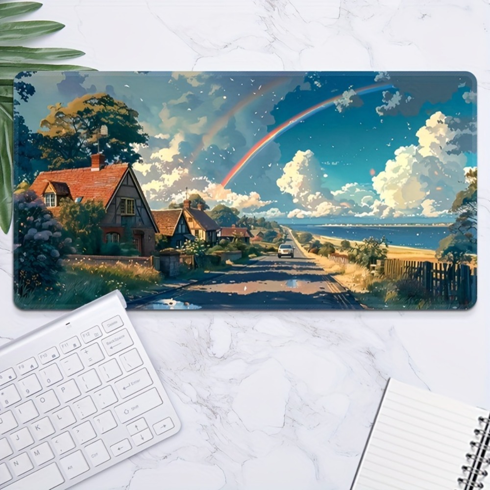 Gaming Accessories For Pc Setup - Large coastal village desktop mats -