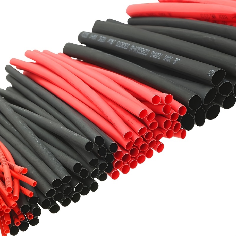 Sleeved Cable Kit - 127pcs Black Red Heat Shrink Tubing