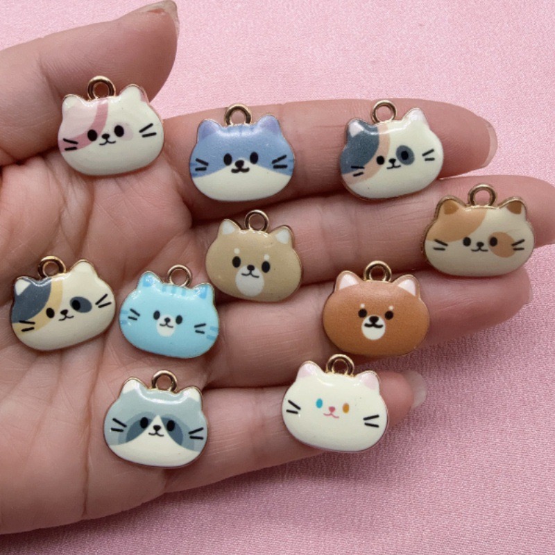 Gaming Accessories Gifts - 12pcs Printed Cat Head Alloy Drip