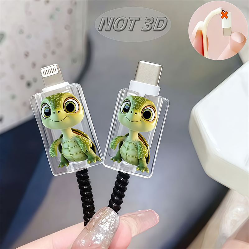 2D Flat 2pcs Cute Cartoon Turt - Sleeved Cable Kit 评论和价格