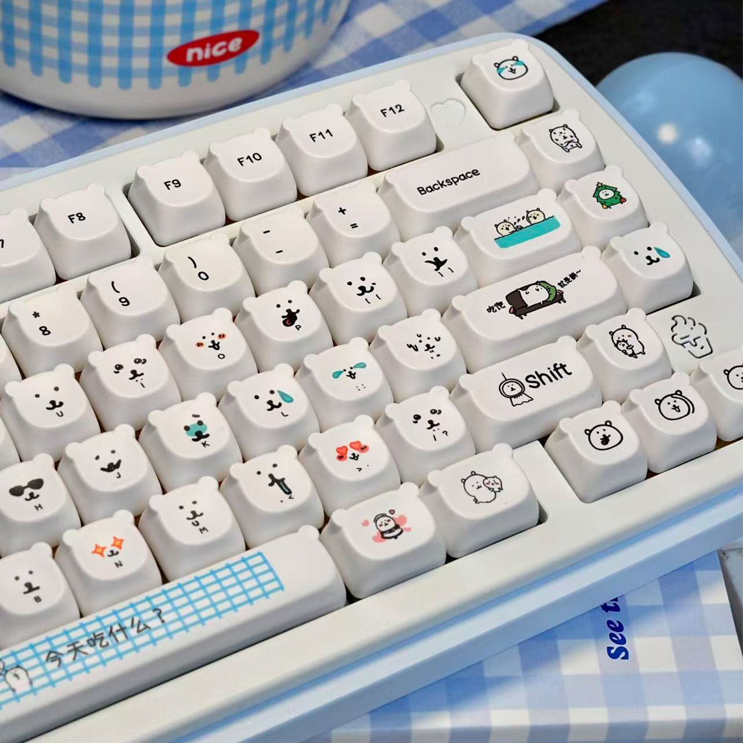 Kawaii Cartoon Joke Bear PBT K - Gaming Accessories In Japan 评论和价格