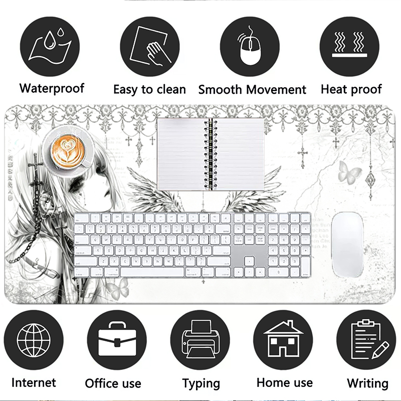 Leather Mousepad Black White A - Gaming Accessories Setup 评论和价格